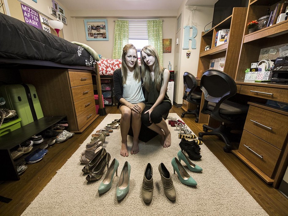 Girls surrounded by shoes