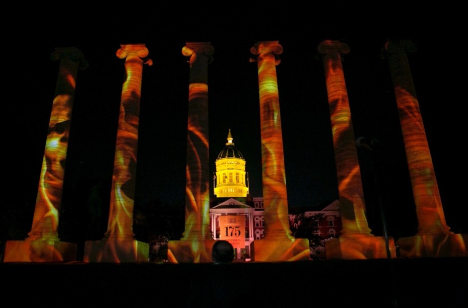 Light show at the Columns.