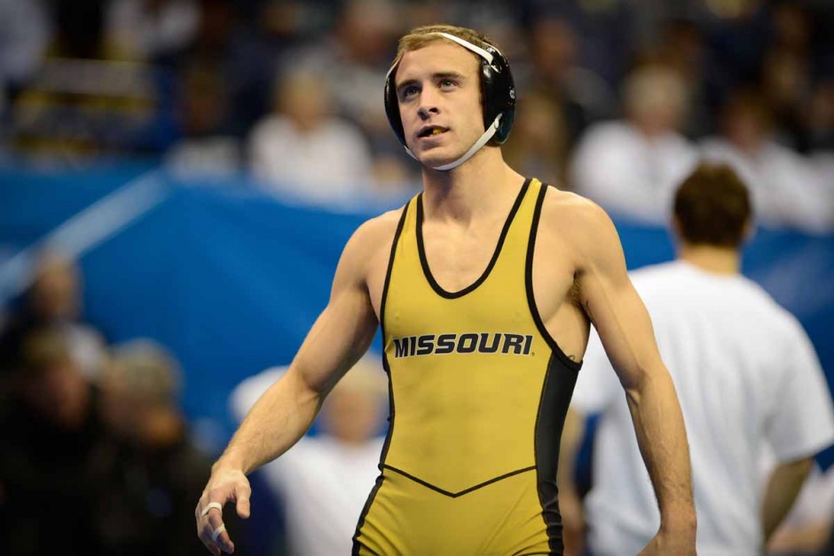 Senior Alan Waters prepares for his semi-finals match against Ohio State's Nathan Tomasello on Friday night.