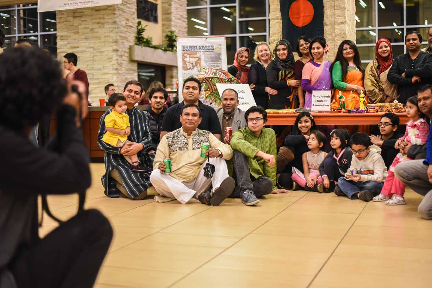 The Bangladesh Student Association joined together for a group picture at the International Welcome Party at the MU Student Center on Saturday, Feb. 6, 2016. (Photo by Morgan Lieberman)
