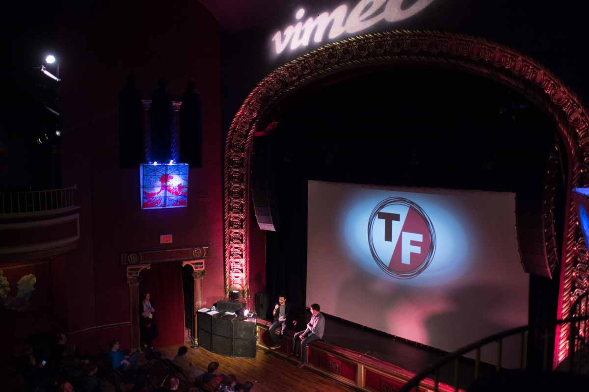 A film director speaks to a full house at the Vimeo Theater at the Blue Note on Friday afternoon. Photo by Shane Epping.