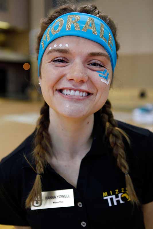 Sophomore Hanna Yowell, external recruitment leadership member and morale captain, poses for a portrait before the main event on Saturday, March 12, 2016. "Being a part of MizzouThon means the world to me," Yowell said. "These people have become my family that I know I'll have long after graduation."