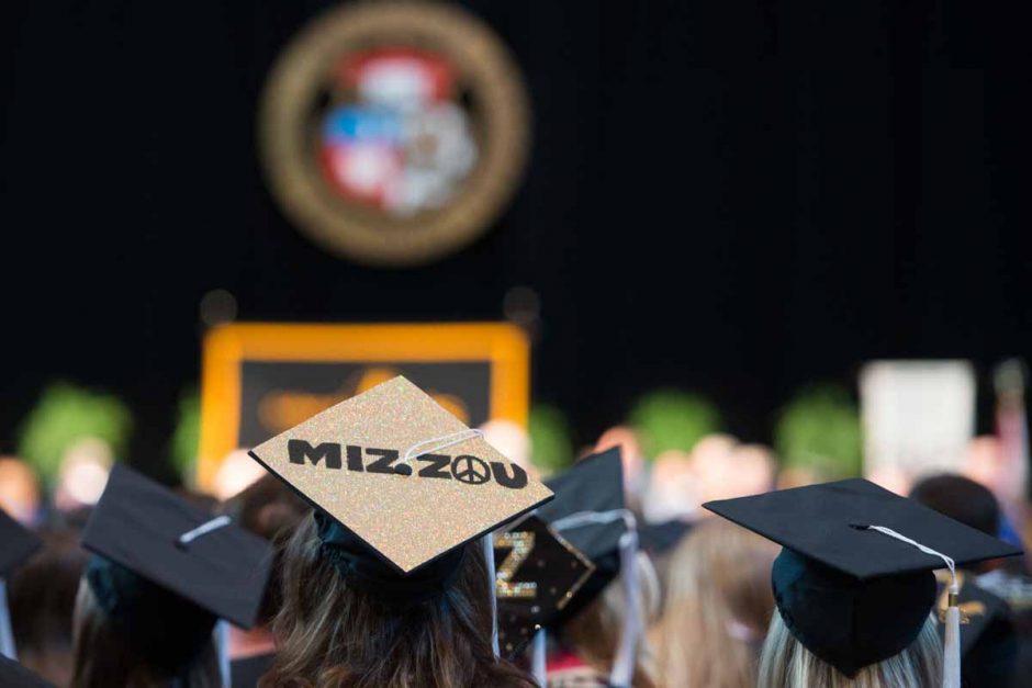 Mizzou gradautes keep the peace during commencement ceremonies. Photo by Shane Epping.