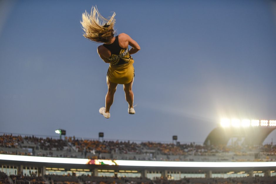 cheerleader in the air