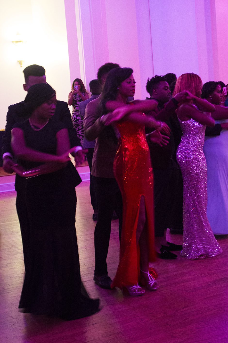 Attendees at the LBC Homecoming Black Tourmaline Ball have some fun on the dance floor. Photo by Ymani Wince