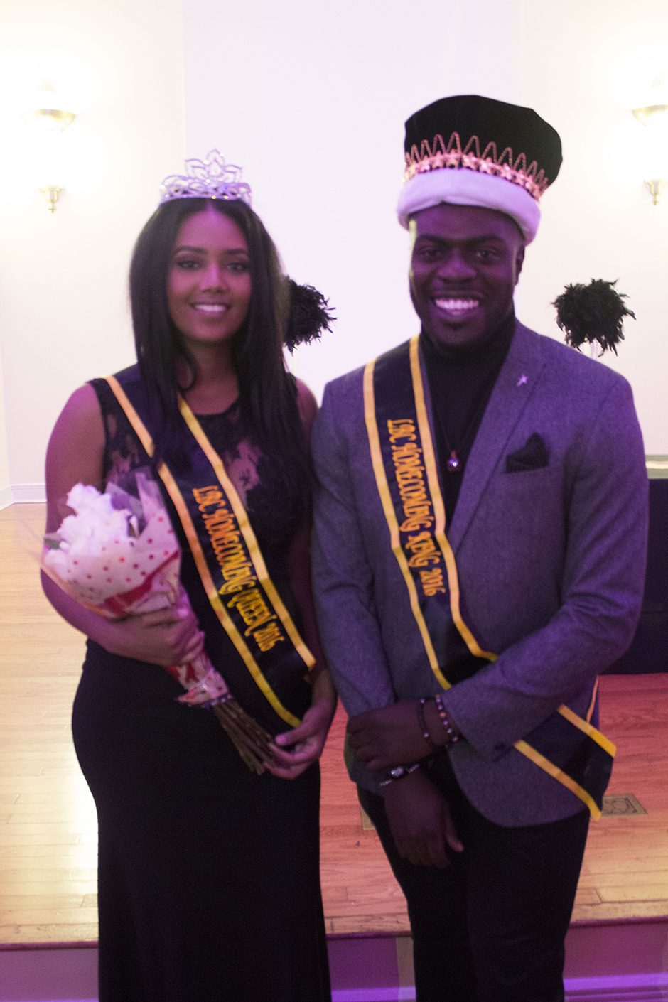 Seniors Maza Wole and Okey Ukaga are crowned this year’s LBC Homecoming King and Queen. Photo by Ymani Wince