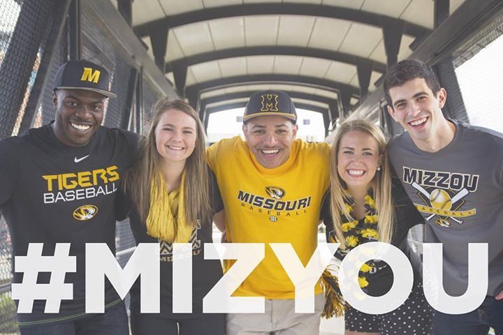 Students in Mizzou gear with the hashtag #MIZYOU across the photo.