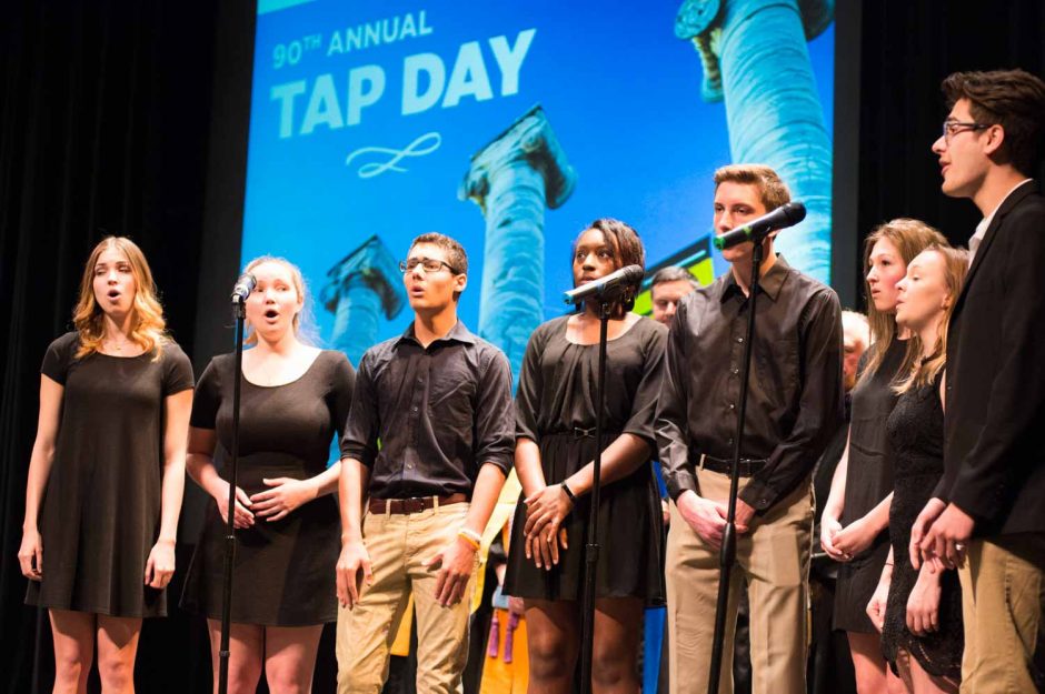 Mizzou Forte perform for the crowd at the 90th annual Tap Day.