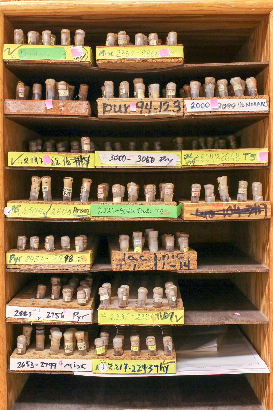 Closet full of bacteria vials