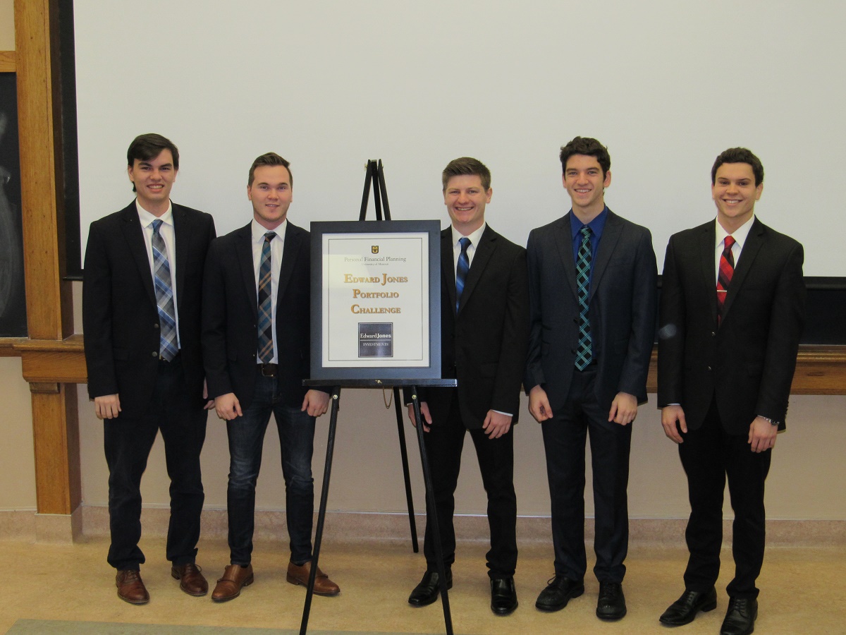 Second place team members stand by their plaque after their distinguished accomplishment. Left to right: Nick Stork, Brandon Easley, Christian Schoonover, Noah Wooters, Clayton Foster