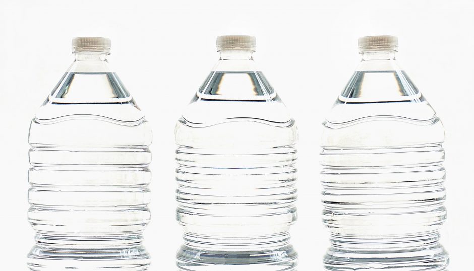 This is a picture of clear plastic water bottles