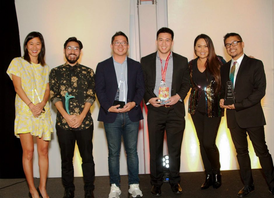 A group photo with all the award-winners at the San Diego Asian Film Festival in 2018.